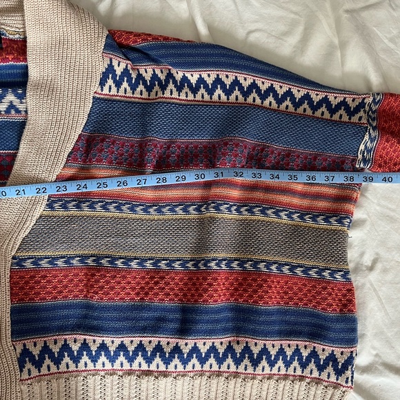 Angie Multi-Stripe Shawl Collar Cardigan Aztec Southwest Boho - Picture 6 of 9